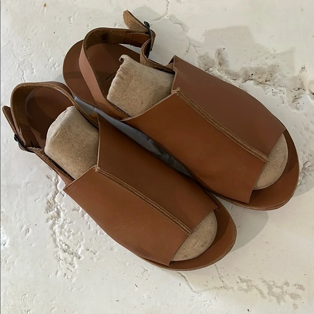 Greek sandals Women's Brown Leather Slingback Sandals - Picture 5 of 6